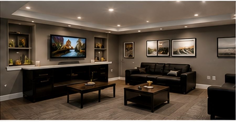 Basement remodeling project in Gaithersburg, MD - Media & guest suite